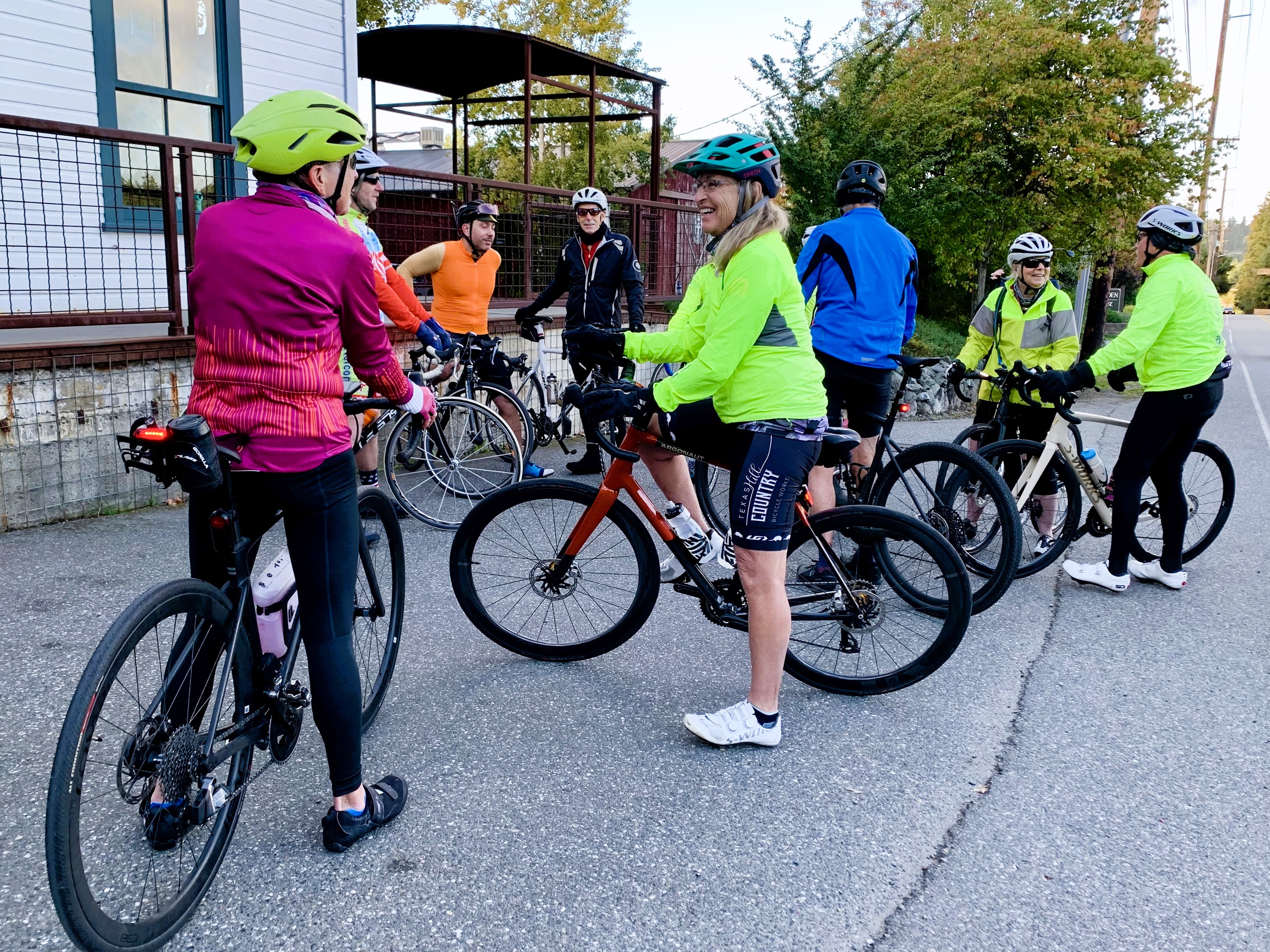 Gathering for the Sunday morning ride